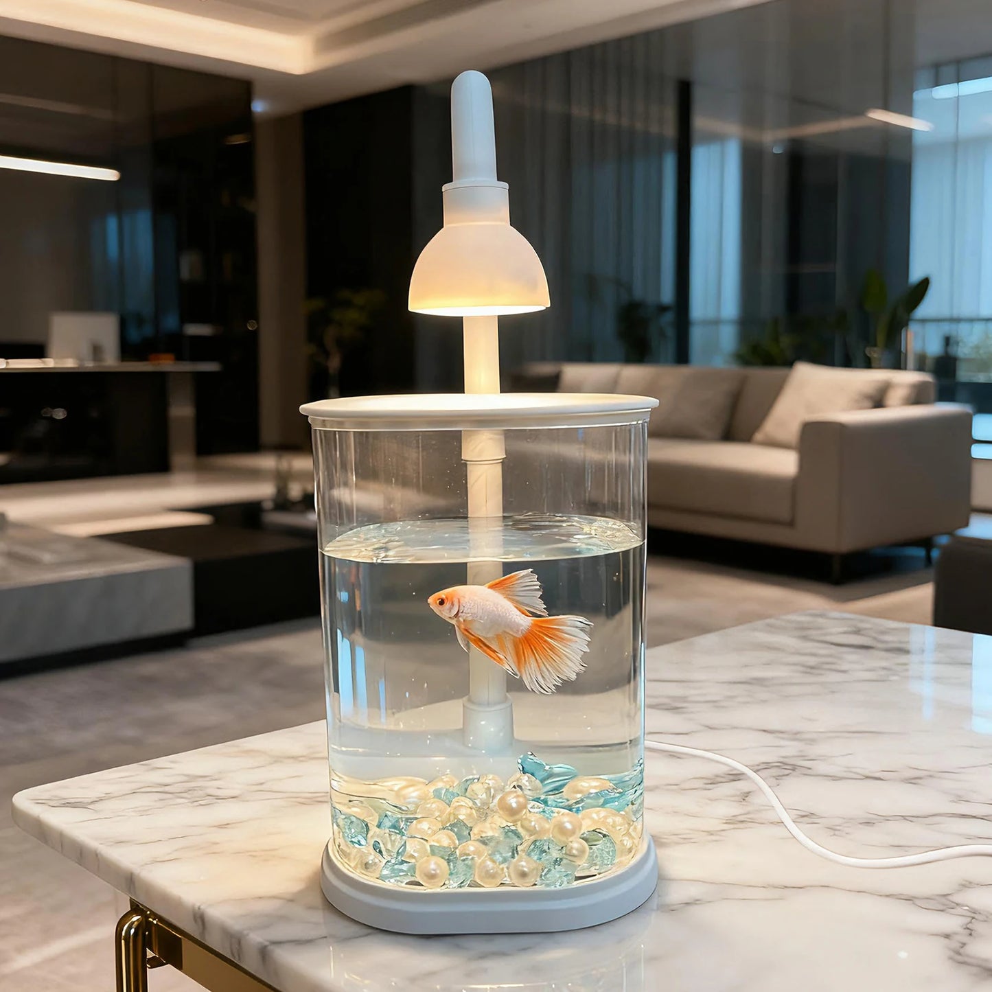 Starter Kit Fish tank living room small mini fighting fish tank household tabletop turtle tank goldfish tank with light