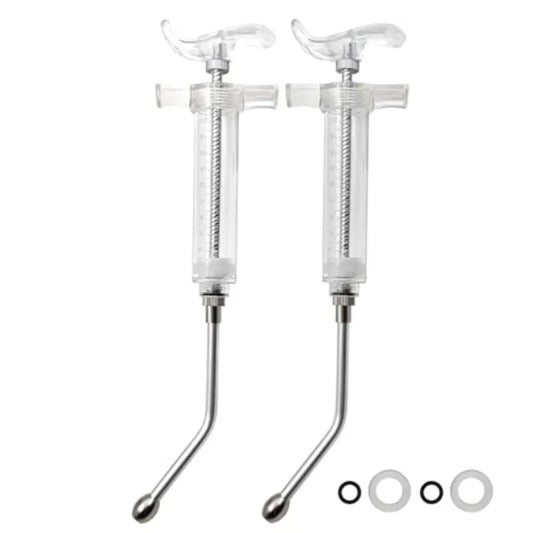 Zalaxt 2 Pcs Reusable Goats Syringe for Goat 2 Drench Nozzle Adjustable Dosage Drench Gun Syringe for Sheep (Clear 20ML)