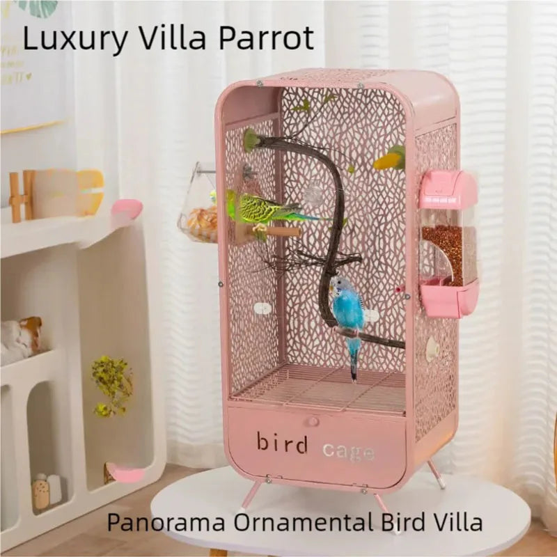 New bird cage parrot bird cage panoramic acrylic cage splash proof viewing flying cloud villa home birdcage display cage