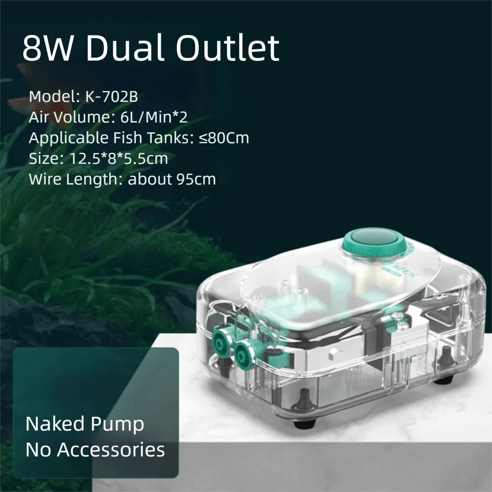 Ultra Silent Aquarium Air Pump Low Noise Silent Operation Automatic Mute Aerator Pump High Power Adjustable