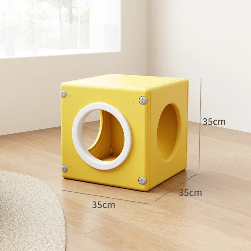 Resin Cat Tunnel, Transparent Space Capsule Cat Modular Durable Hideaway Bed   Coffee Table Side Cabinet for Pets