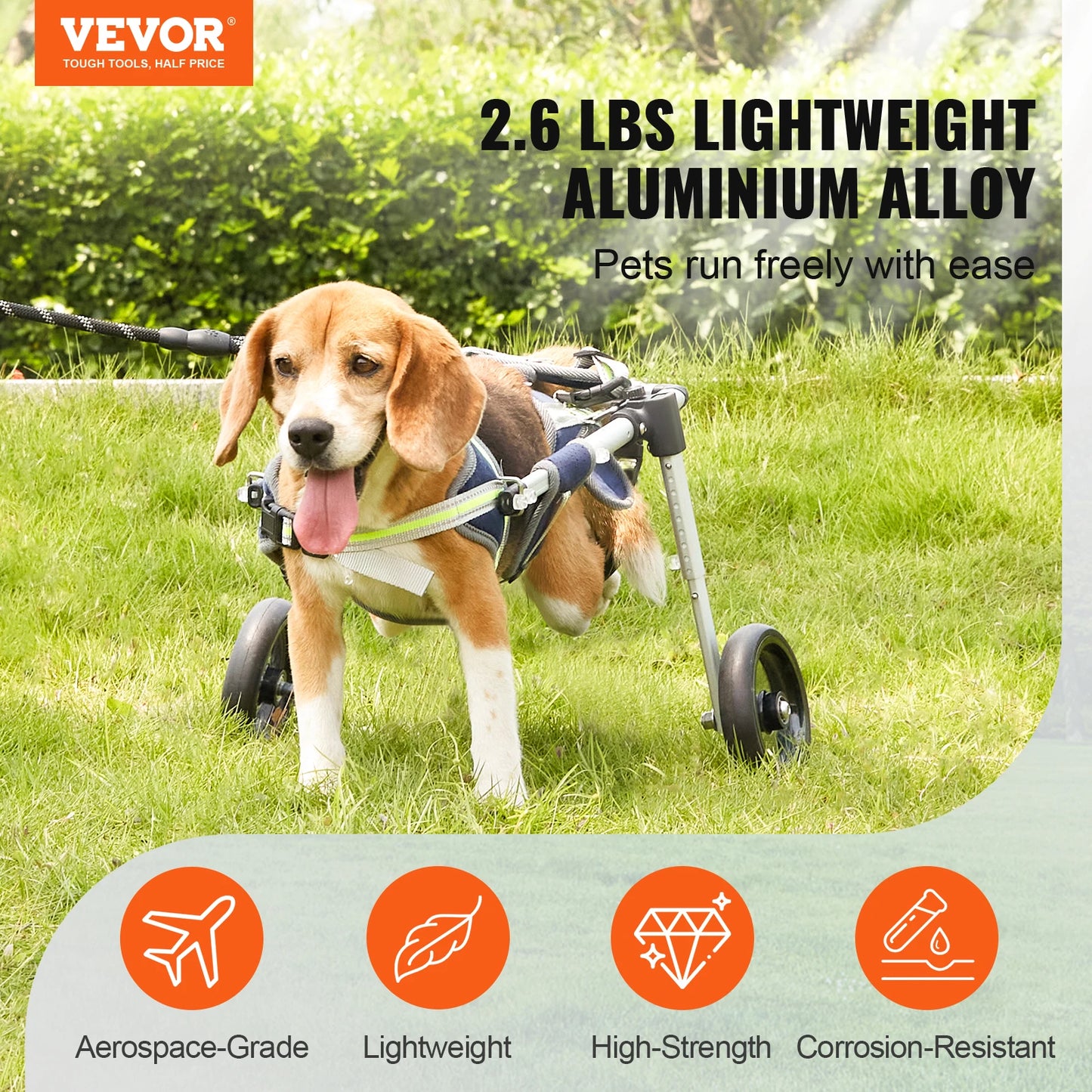 2 Wheels Dog Wheelchair for Back Legs Pet Wheelchair Dog Cart/Wheelchair for Injured Disabled Paralysis Hind Limb Weak Pet