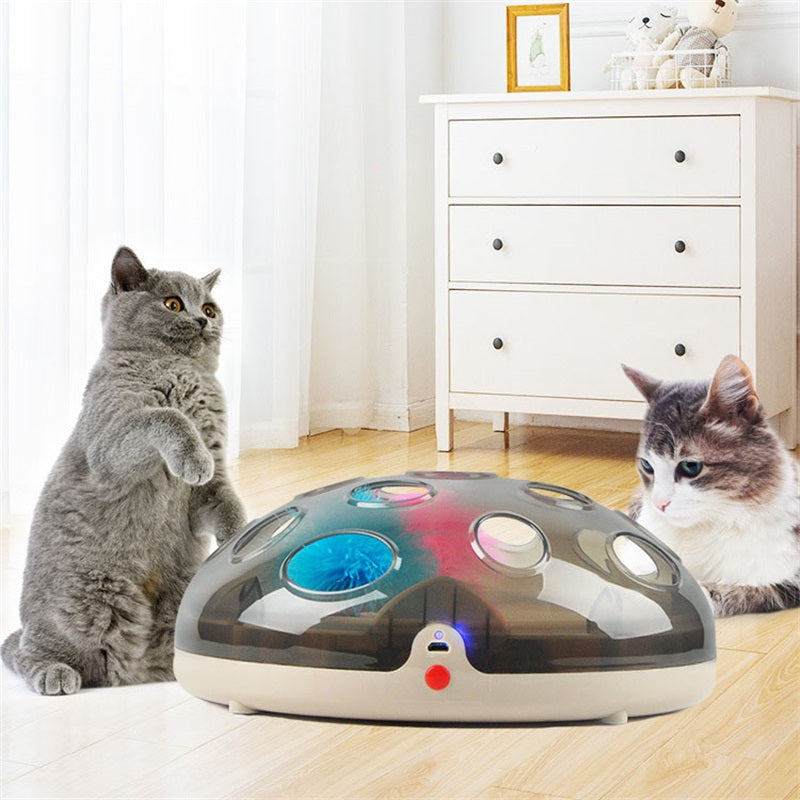 Electric Cat Toy Turntable Pet Interactive Kitten Catches Mouse Plush Toys Play Board Funny Cat Supplies Cats Scratching Board