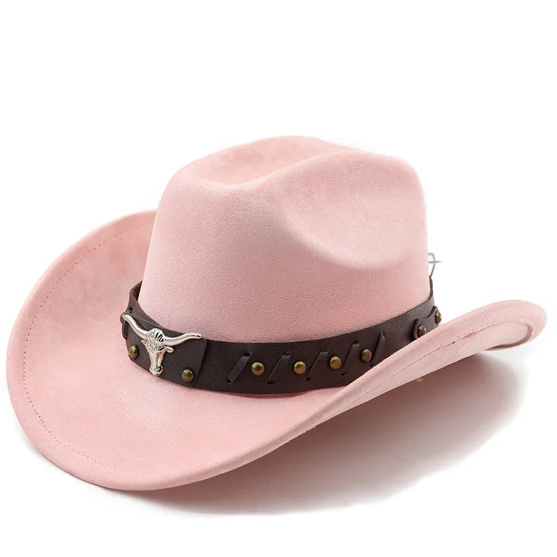 New Western Cowboy Hats Vintage Roll Brim Gentleman Cowgirl Jazz Hat Holidays Party Cosplay Hat