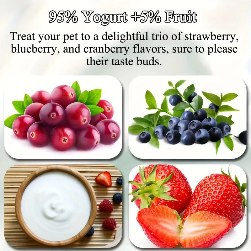 2-Pack(2 x 100g/3.53oz) Fruit Yogurt Cubes Dog Treats For Dogs Or Cats, Made With Yogurt And Fruit, Healthy
