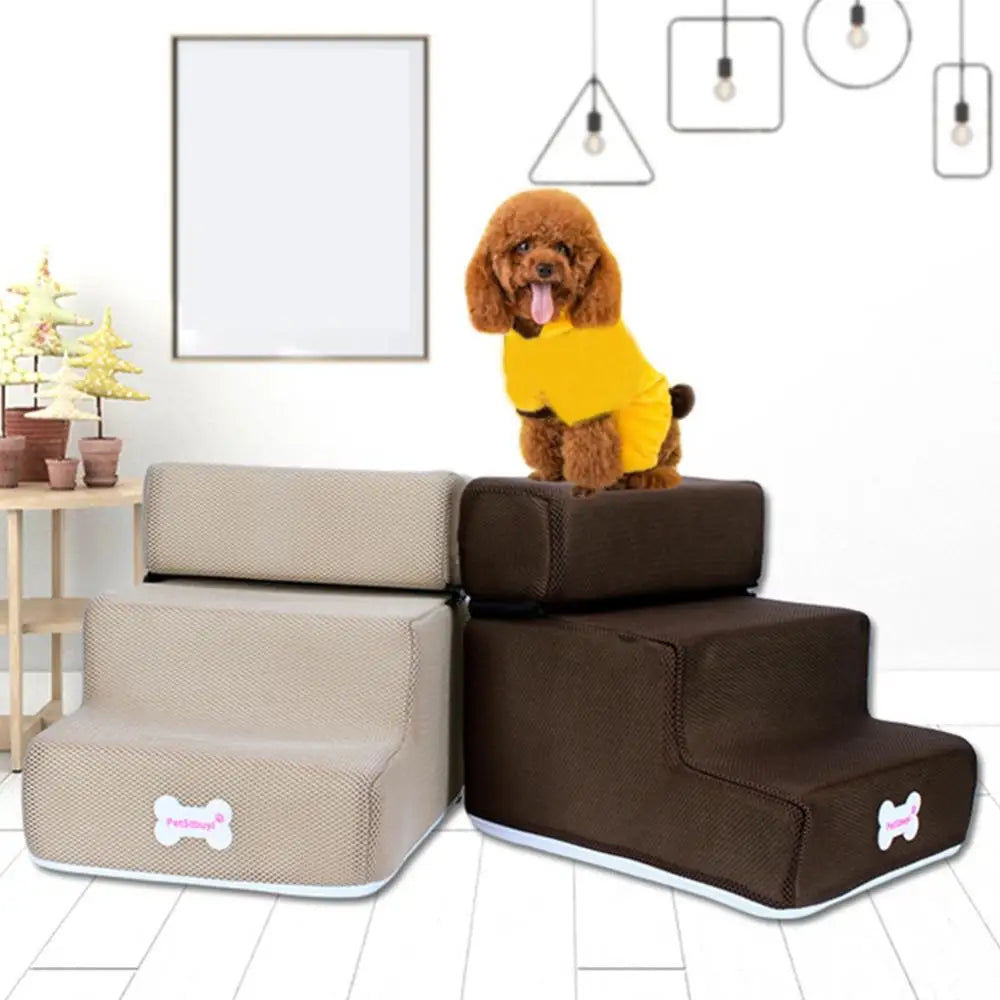 Small Dog Cats Pet 3 Steps Stairs Sofa Stairs Pet Dog Cats Ramp Climbing Stairs Removable Non-slip cover Detachable Bed Ladder Dog Bed