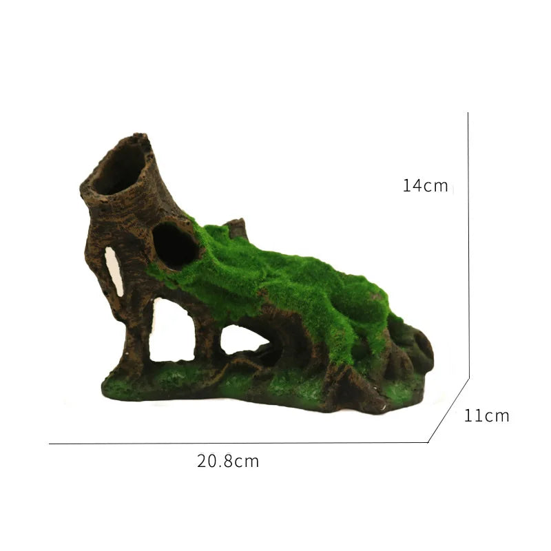 Resin Reptile Hide Cave Terrarium Decoration Lizards Snake Turtle Shelter Hide Rest Cave Reptiles Box Aquarium Landscape Decor
