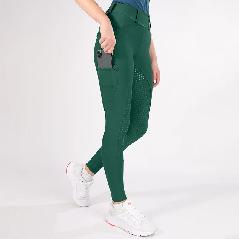 MXLLINA White Horse Riding Pants Women Equestrian Breeches Full Seat Silicone Competition Leggings Anti-pilling Sports Tights