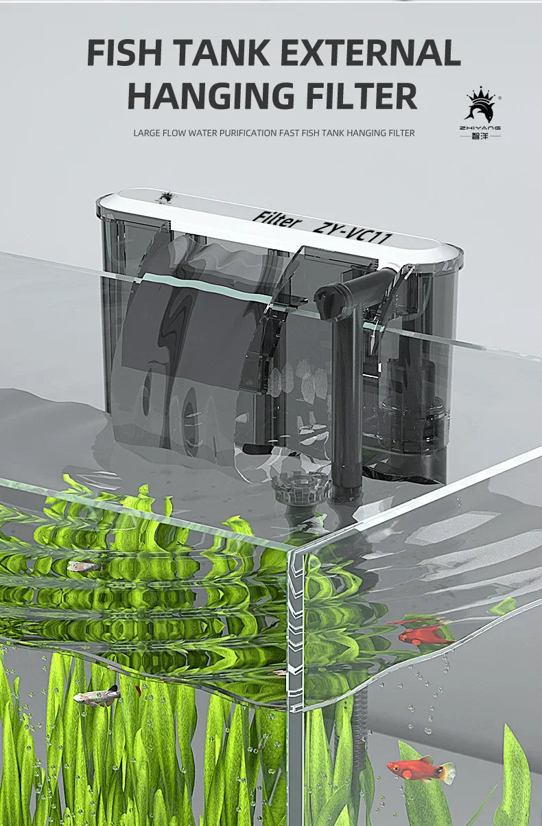 Aquarium 110V 220V Wall-mounted Filter Fish Tank Filter External Grass Tank Filter Water Flow Adjustable Suitable for 30-80CM