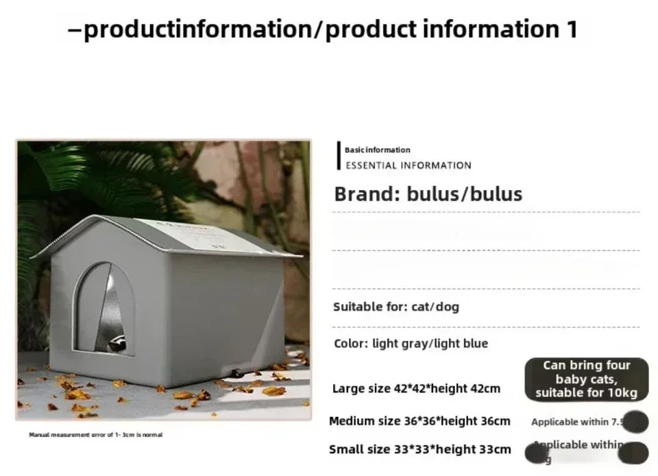 Cat Nest Waterproof Stray Cat House Outdoor Feral Large Capacity Pet Rainproof Moisture Large Enclosed Bite Resistant Cat Nest