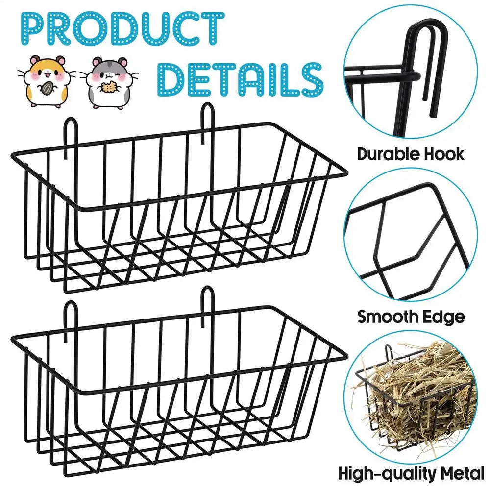 Guinea Pig Hay Holder 2Pcs  Metal Feeder Bunny Hay Feeder Grass Holder Small Animal Basket With Hooks For Ferret Bunny