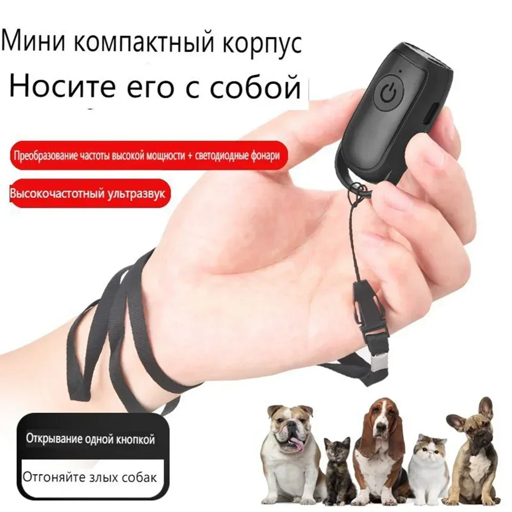 Mini Dog Deterrent Electronic Dog Repeller Ultrasonic Dog Repeller with LED Effective for Dogs Anti-barking Training Device