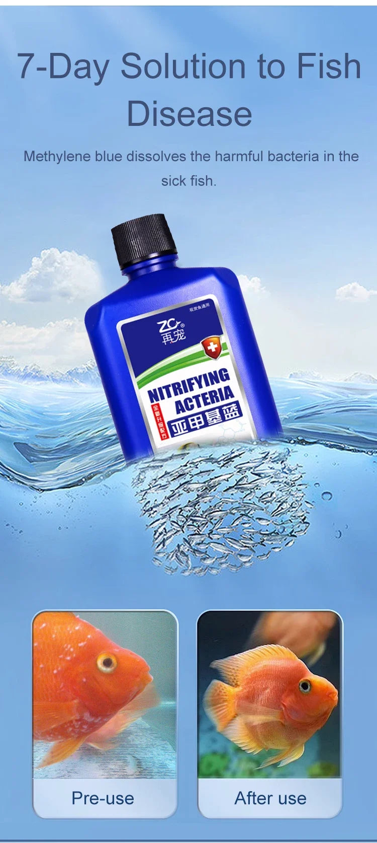 535ml Fish Tank Water Purifier Clear Nitrifying Bacteria Digestion Liquid Aquarium Fish Farming Supplies Fishbowl Water Treatment