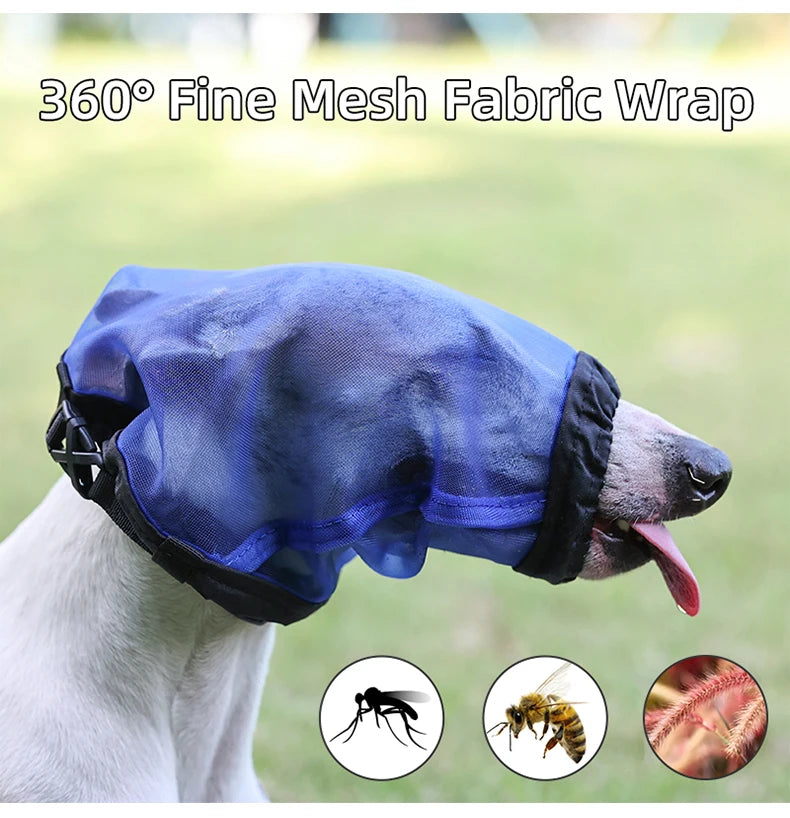 Anti-Mosquito Dog Muzzle Adjustable Breathable Bite-Resistant Pet Mask Outdoor Walking Training Comfortable Durable Safe Play