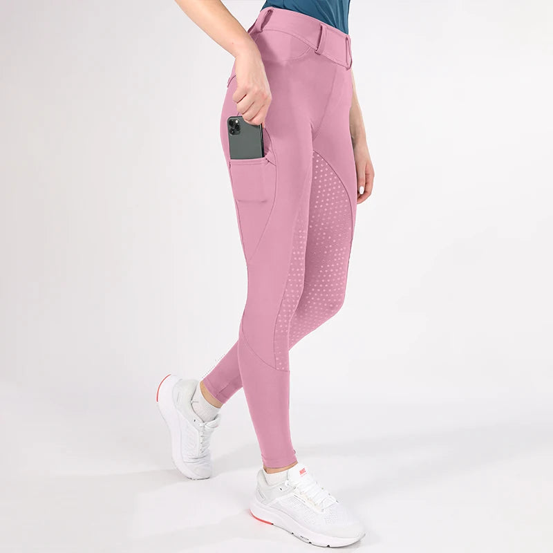MXLLINA White Horse Riding Pants Women Equestrian Breeches Full Seat Silicone Competition Leggings Anti-pilling Sports Tights