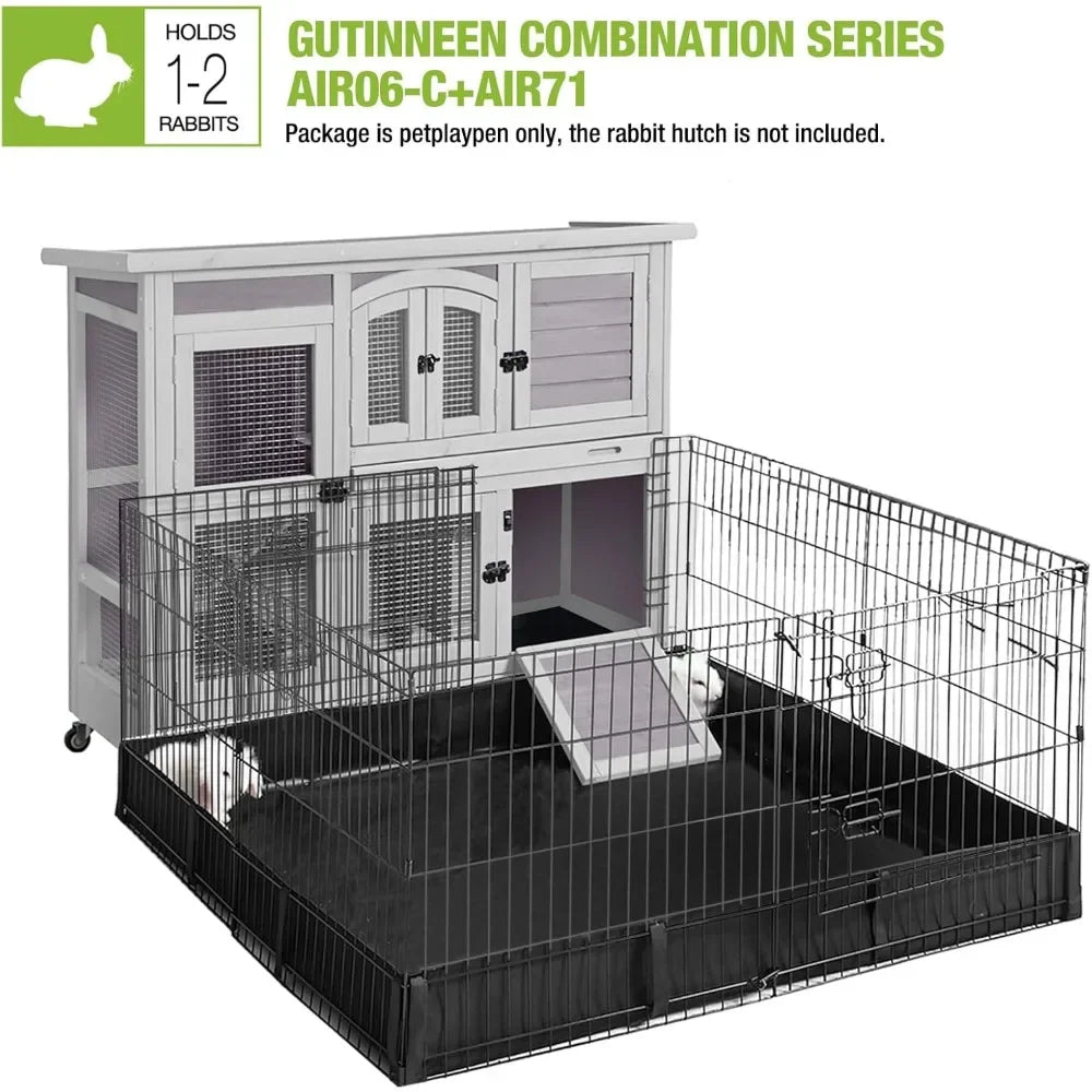 Rabbit Hutch Indoor Outdoor Bunny House Bunny Cage on Wheels with Plastic Tray-47inch