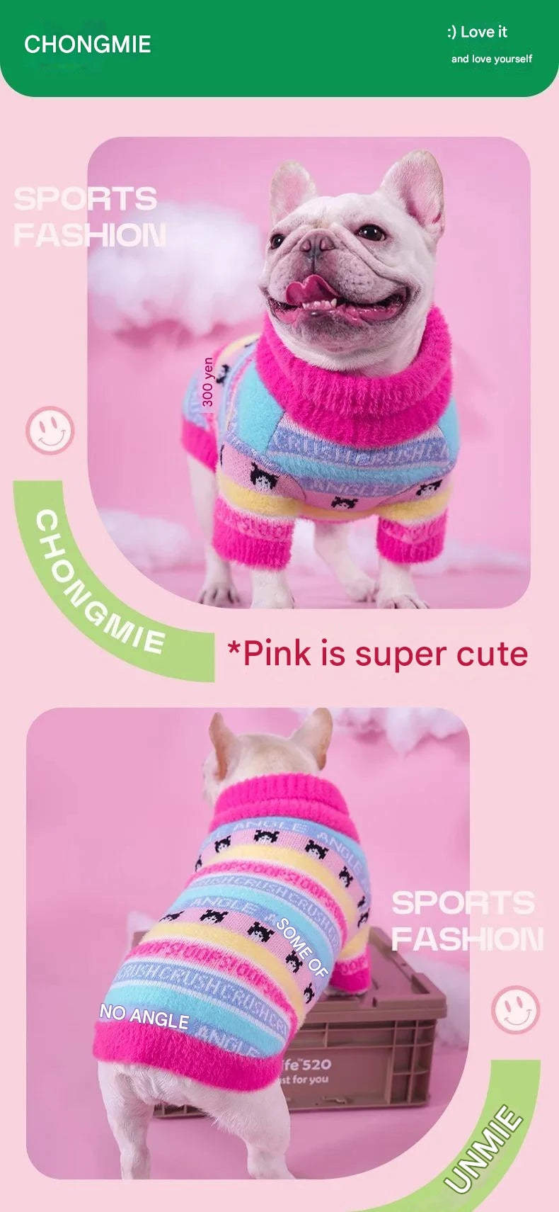 Fall/Winter New Bulldog Clothes Bull Terrier Pug Sweater  dog winter clothes