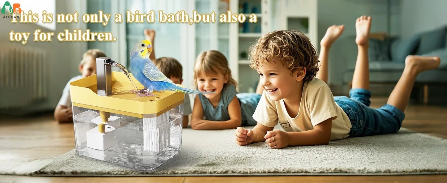 ATUBAN Automatic Parakeet Bird Bath with Pump, Bird Shower Fountain Indoor Bathtub with Running Water, Parrot Bath Tub Faucet