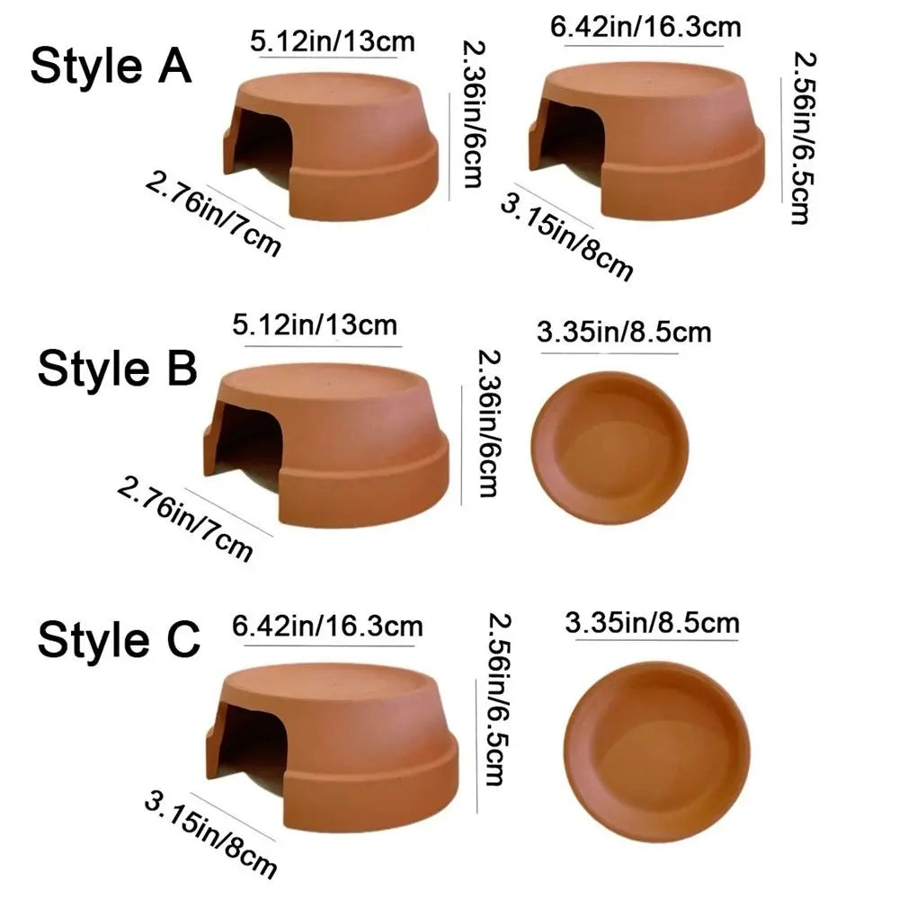 Multifunctional Ceramics Reptile Hide Box Decorative Hiding area Turtle Hideout Entrance Reptile Terrarium for Home