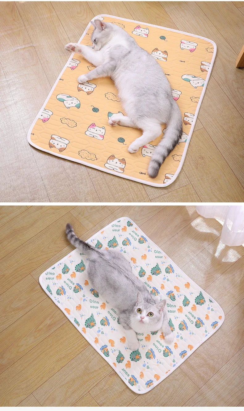 Pet Summer Cooling Latex Pad Cute Cartoon Pattern Cat Dog Sleeping Mat Kennel Ice Silk Cool Mats Floor Sofa Blanket Pet Supplies