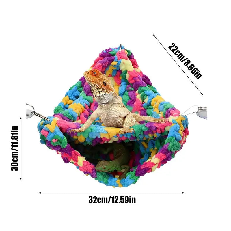 Double Layered Bearded Dragon Hammock Soft Hand-Woven Swing Bed Reptile Hammock For Lizards Chameleons Parrots Geckos