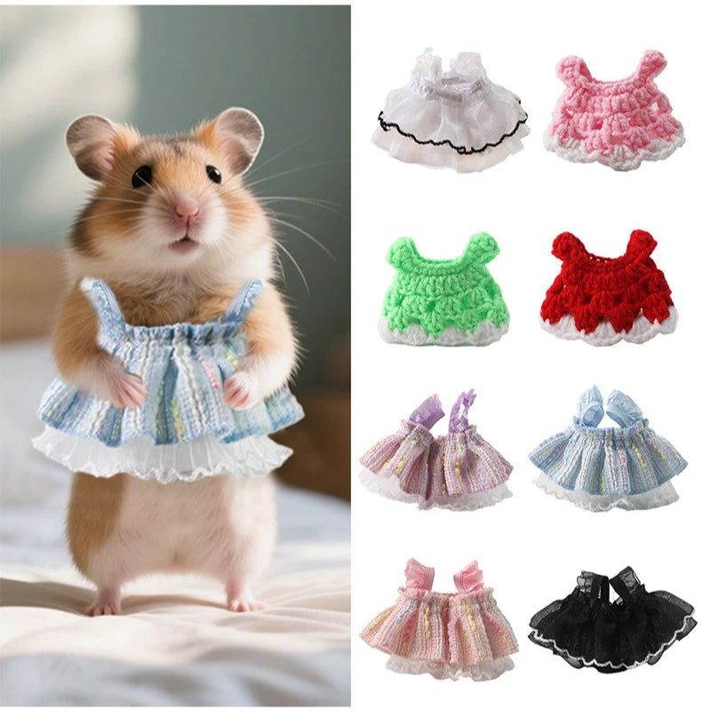 Lovely Handmade Mini Dress Princess Skirt Bow Coat for Small Pets Soft Coat for Ferrets Hamsters Guinea Pigs