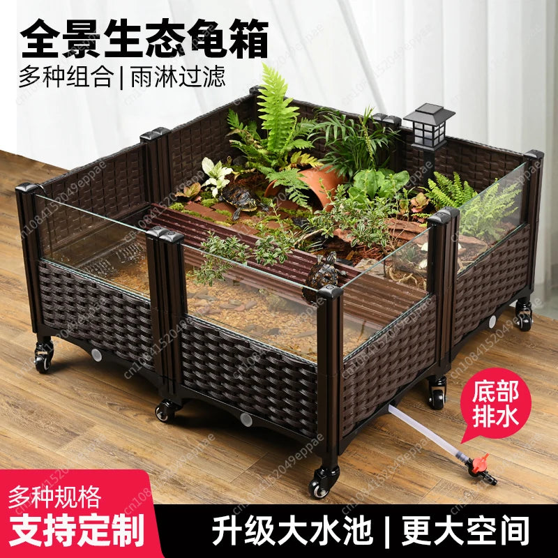 Turtle special ecological landscaping breeding tank breeding box household raising yellow edge turtle large extra large amphibians