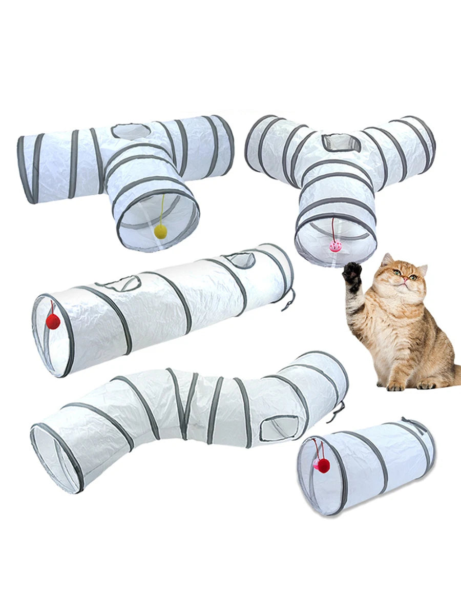 White Cat Tunnel Pet Supplies Funny Kitten Toys Foldable Toys For Cats Pet Training Interactive Fun Toy Play Tunnel Tube