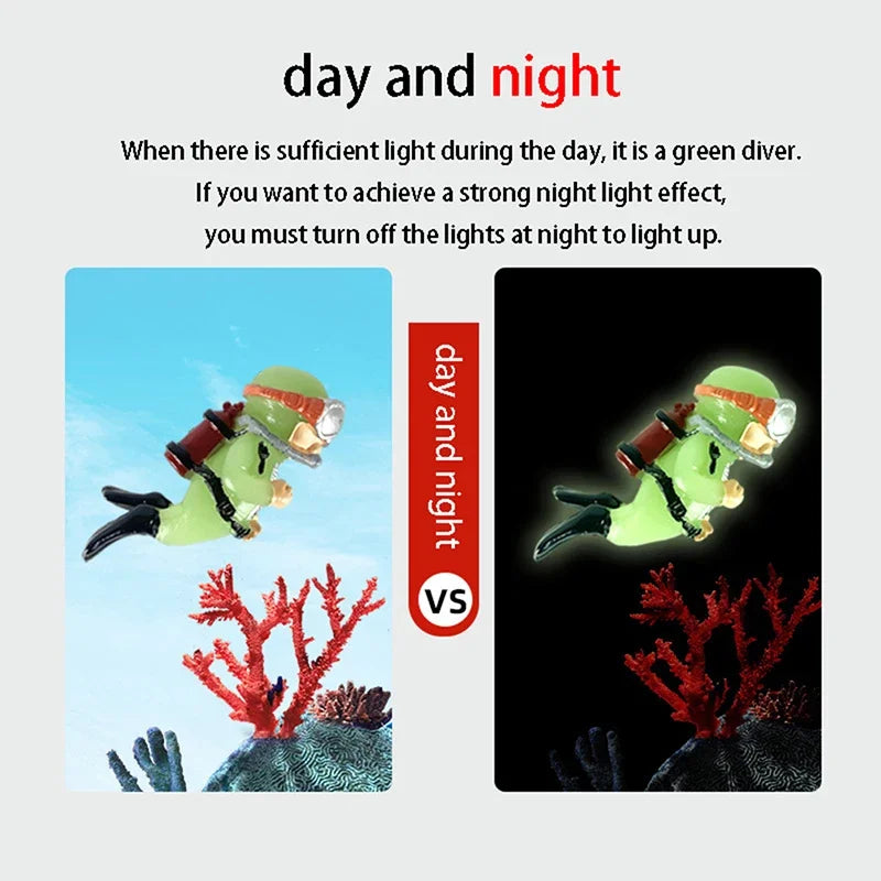 Fish Tank Decoration Luminous Green Mini Floating Diver Aquarium Ornaments Cute Small Floating Diver Aquarium Accessories