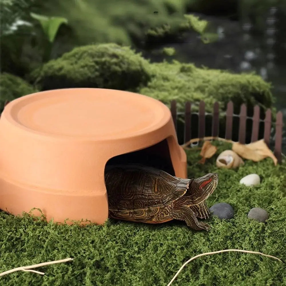 Multifunctional Ceramics Reptile Hide Box Decorative Hiding area Turtle Hideout Entrance Reptile Terrarium for Home