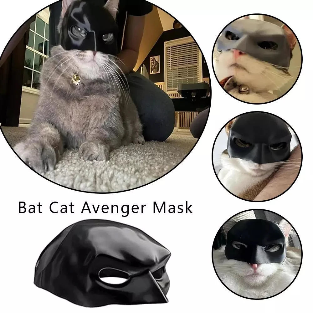 Halloween Cat Mask, Bat Cosplay Clown Pet Costume for Parties, Spooky Masquerade Prop, Stylish Black Half Face Mask Cat Accessory