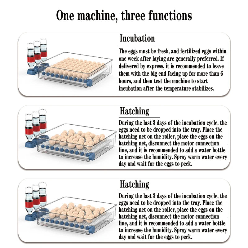 Intelligent Egg Incubator 6/9/12/15/24/36/48/56/64/98/120/128/152/176/192 Eggs for Ostrich Chicken Duck and other Birds