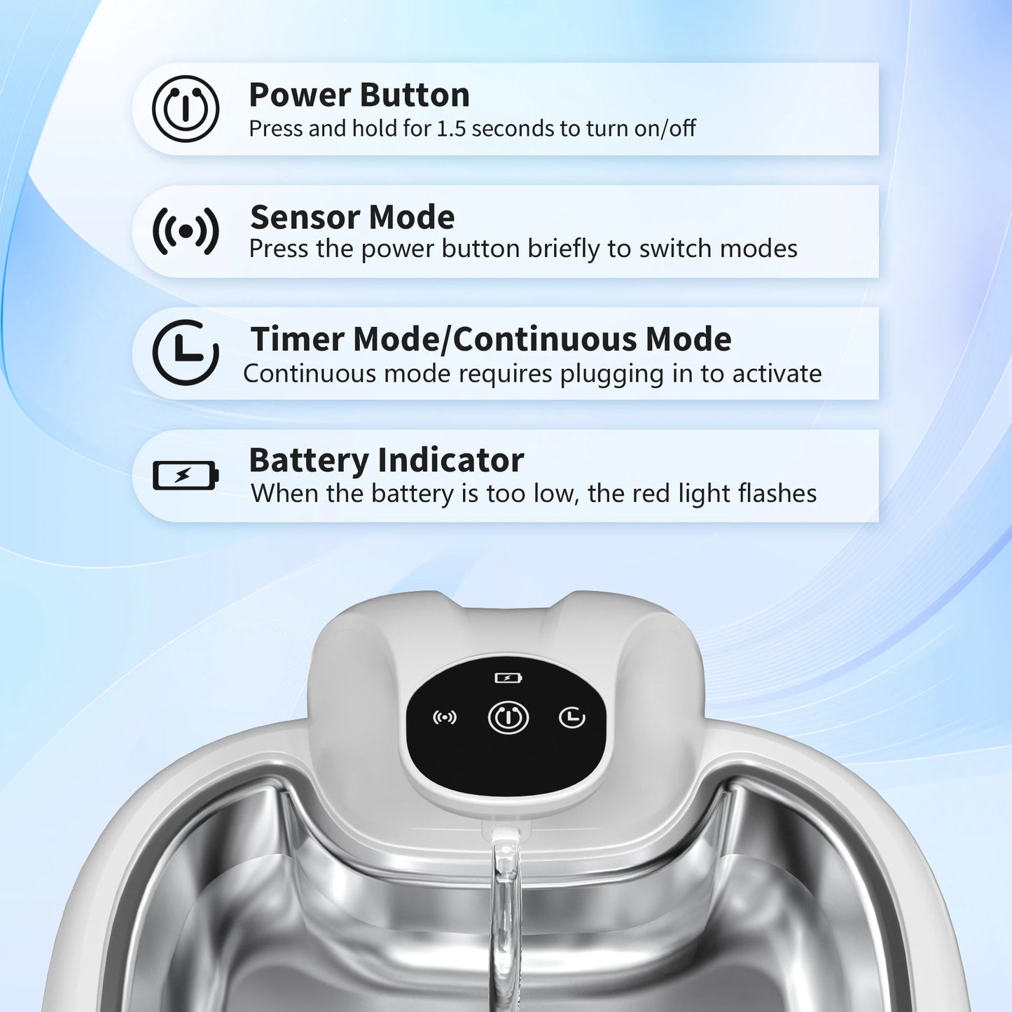 3.5L Cat Water Fountain Wireless Pet Water Dispenser With Stainless Steel Pallet 4000mAh Battery Motion-Sensing Water Dispensing Filter is available separately