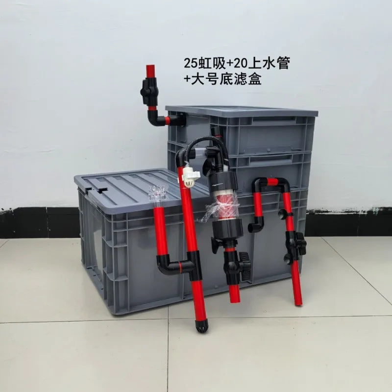 No punching, upper filter, bottom filter, siphon anti-overflow, automatic start-stop fish tank turnover box bottom filter