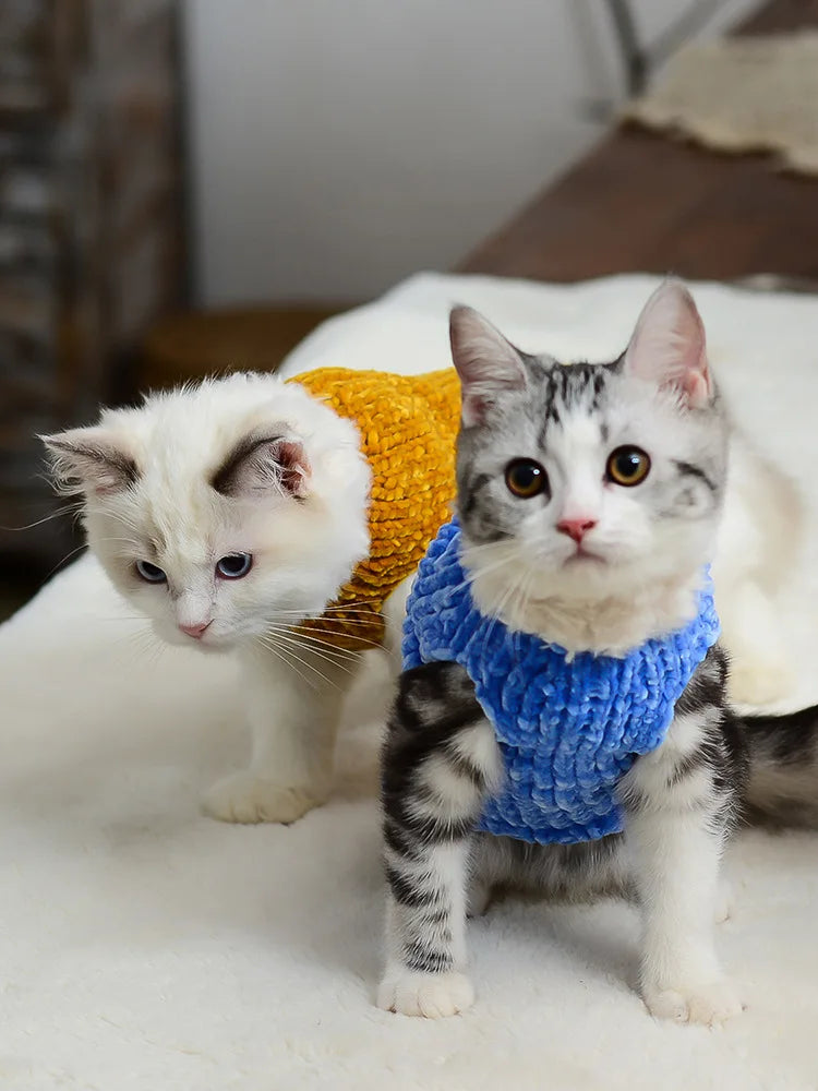 Devon Rex Thickening Plush Coat Cat Sweater Costume Sphinx Clothes Kitten Sphynx Pullover Clothing Products for Winter Outwear