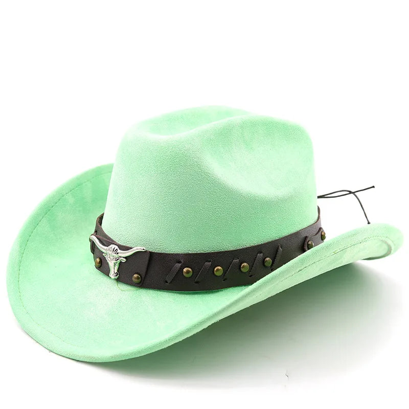 New Western Cowboy Hats Vintage Roll Brim Gentleman Cowgirl Jazz Hat Holidays Party Cosplay Hat