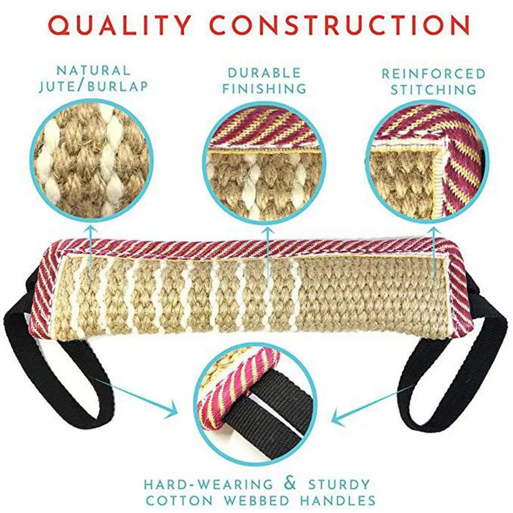 Dog Tug Toy Pet Bite Jute Tug Pillow With 2 Rope Handles Medium Large Dogs Training Toys for Malinois Pet Interactive toy