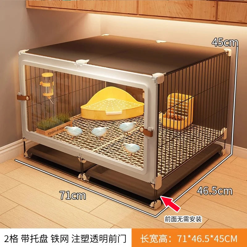 Large Quail Cage with 2-Tier Wire Floor & Droppings Tray, Ventilated Chicken Coop Foldable Breeding Box Educational Kids Project