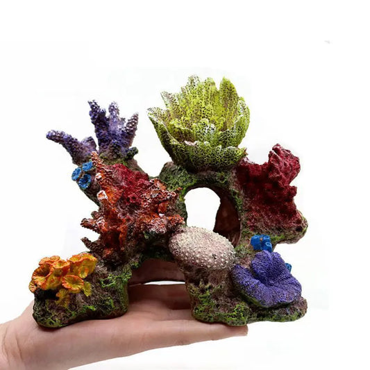 Fish for Tank Coral Decorations Artificial Resin Coral Cave House Betta 6XDE