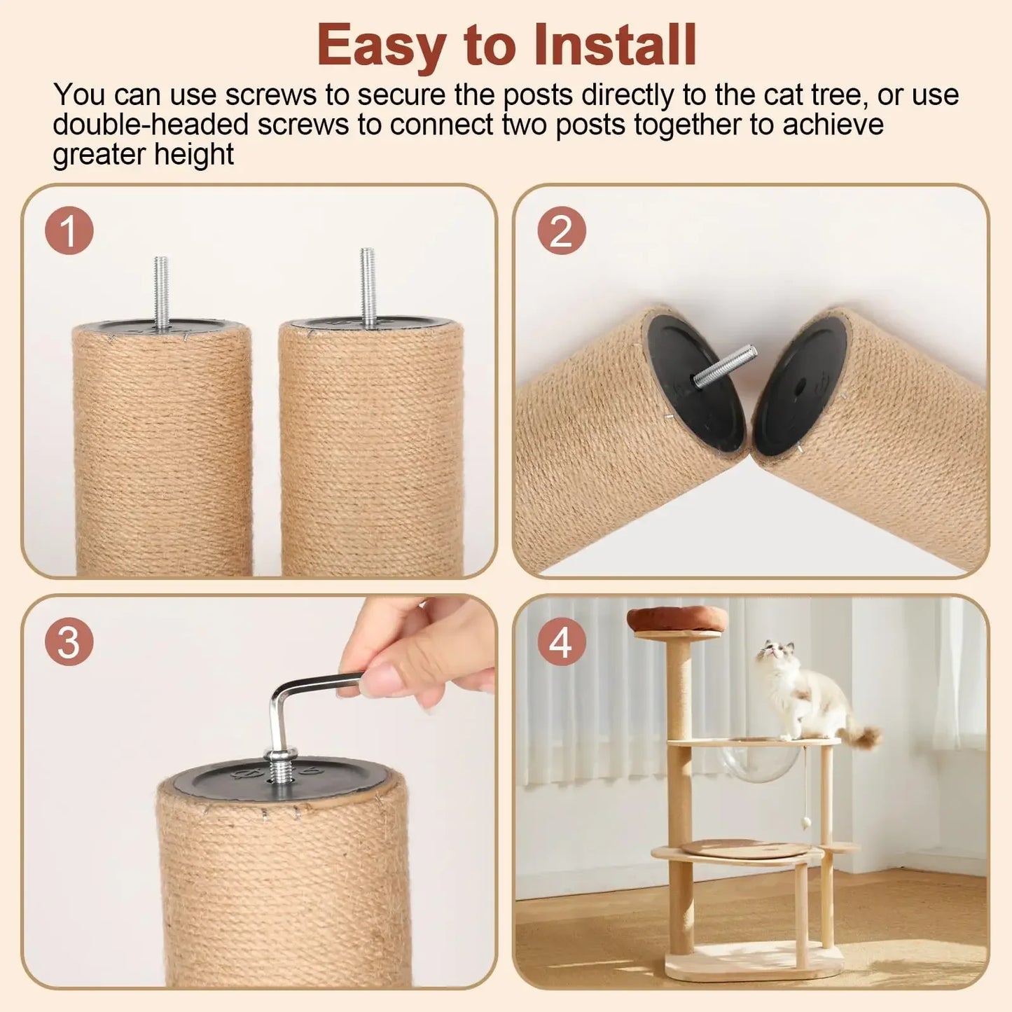 M8 Cat Tree Tower Scratching Post Replacement Set Refill Pole Parts for Kittens Tower Scratch Pole Accessories for Scratching