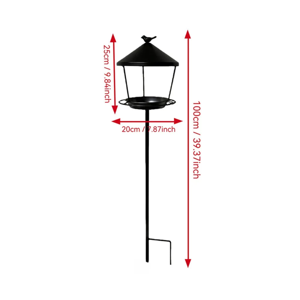 Weatherproof Standing Bird Feeder Spill Guard Large Capacity Wild Bird Feeding Station Anti-Waste Iron Birdbath Stand Courtyard
