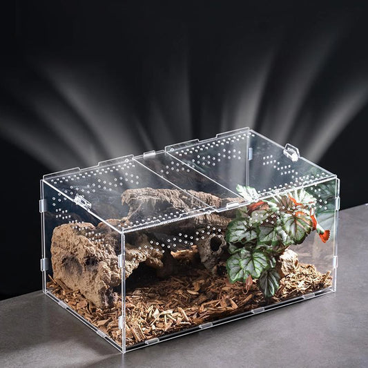 Acrylic Transparent Reptile Terrarium Breeding Box Turtle Cage Nano Arboreal Tarantula Bearded Dragon Reptiles Habitat