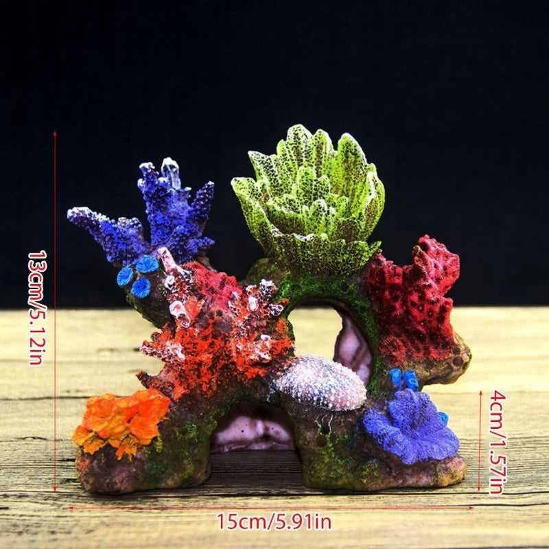 Fish for Tank Coral Decorations Artificial Resin Coral Cave House Betta 6XDE