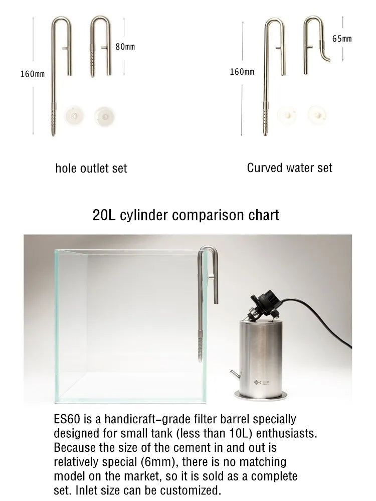 Aquarium Stainless Steel External Pro Canister Filters with Pump ADA Style Fish Tank Filter Bucket Barrel Aquarium filter Fish tank filter