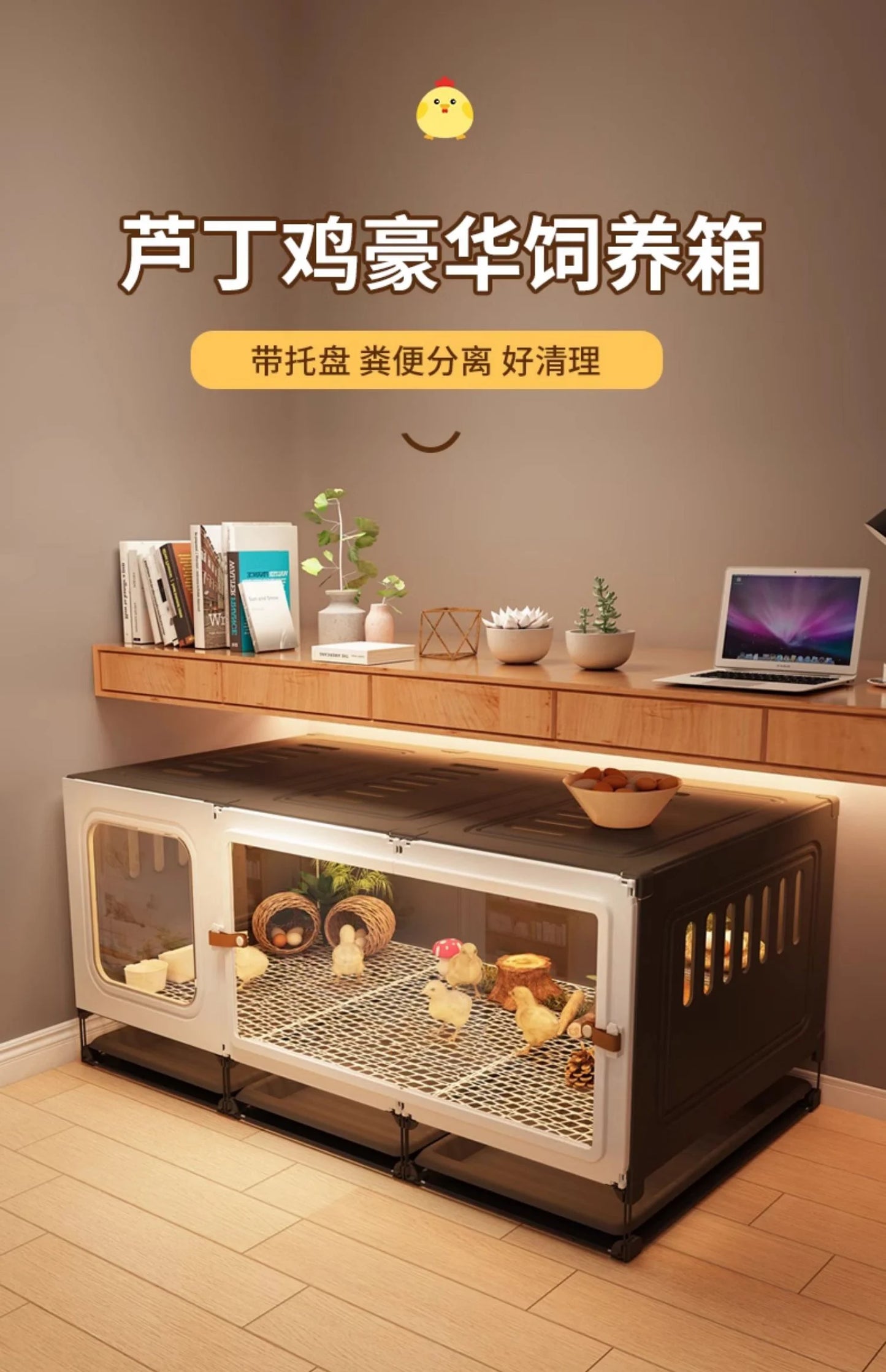 Large Quail Cage with 2-Tier Wire Floor & Droppings Tray, Ventilated Chicken Coop Foldable Breeding Box Educational Kids Project