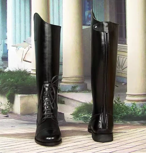 Men's High-top Genuine Leather Cowhide Ceremonial Guard Boots  British Autumn Zipper Men's Long Leather Riding Boots