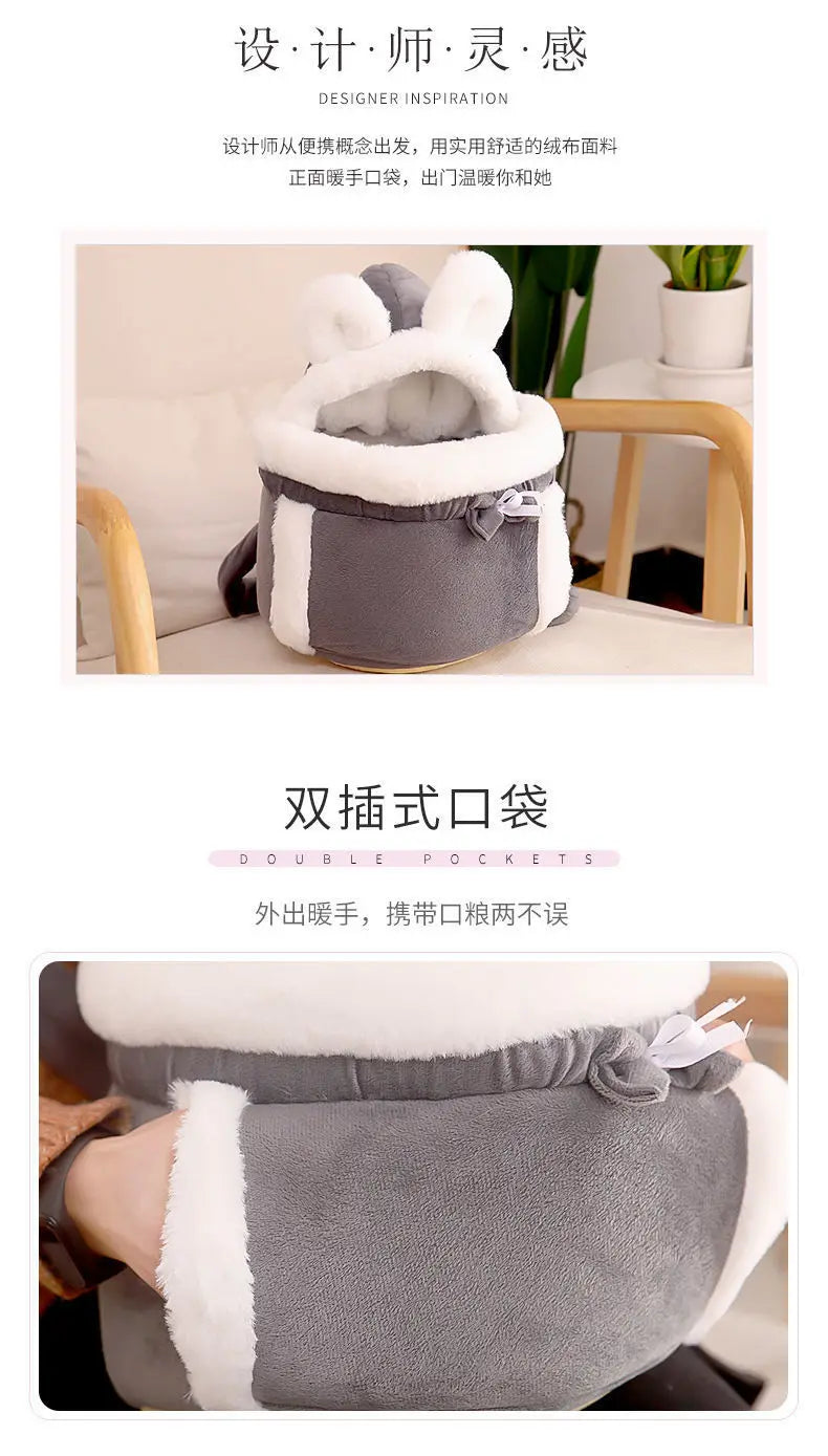 Pet Cat Bag for Winter Warmth, Portable Cat Outing Bag, Large Capacity, Soft and High Quality Fabric, Diagonal Crossing Pet Bag