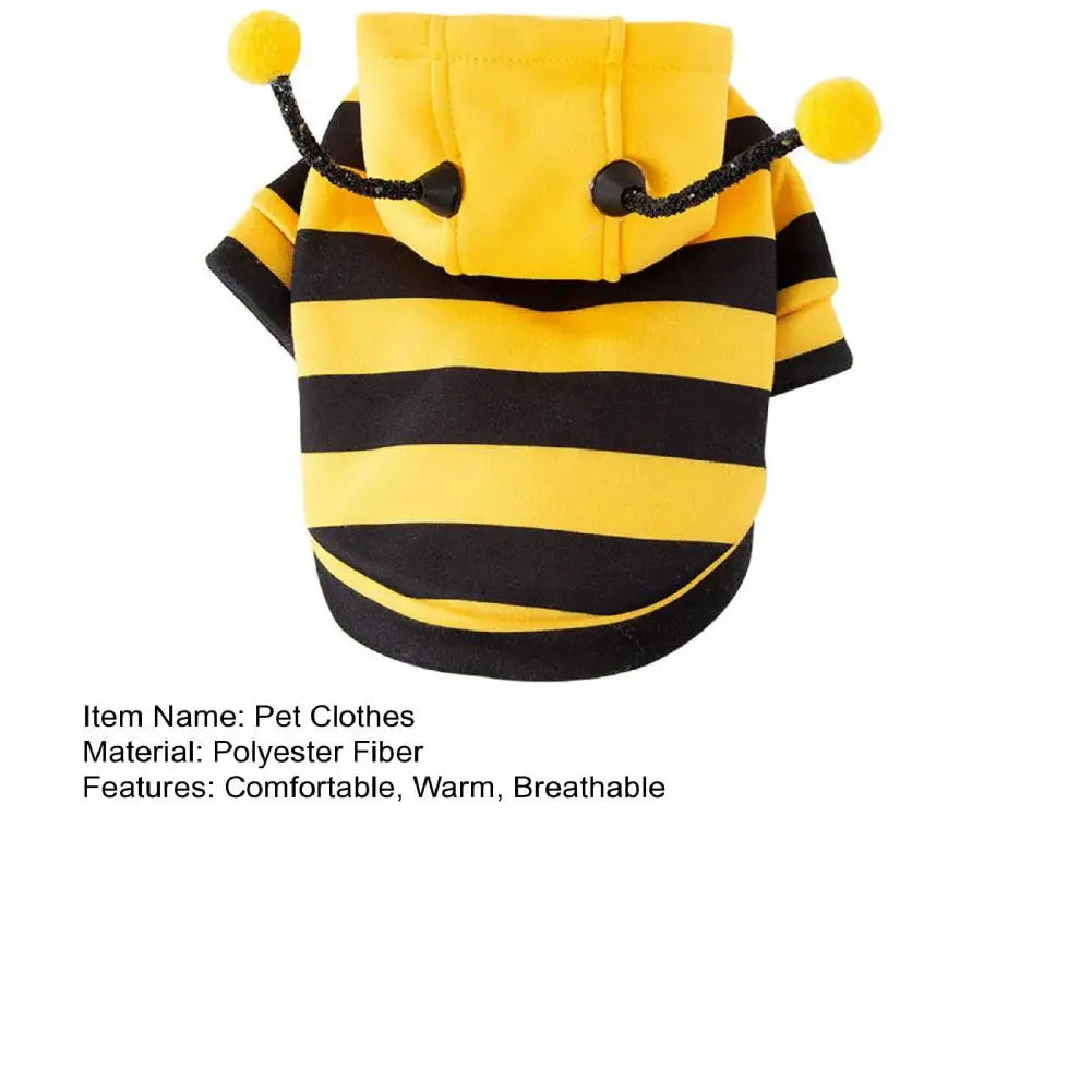 Bee Pet Puppy Coat Apparel Outfit Dog Hoodies Dog Halloween Clothes Winter Cat Holiday Cosplay Outfit for Small Medium Dogs Cats