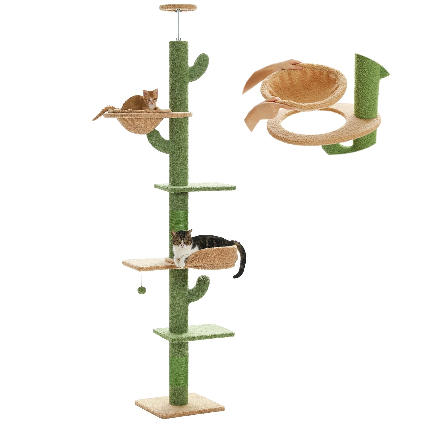 Adjustable Floor-to-Ceiling Vertical Cat Tree Tower Stable Tall Cat Climbing Tree Cat Kittens Cat Toy Suitable for Indoor Cats