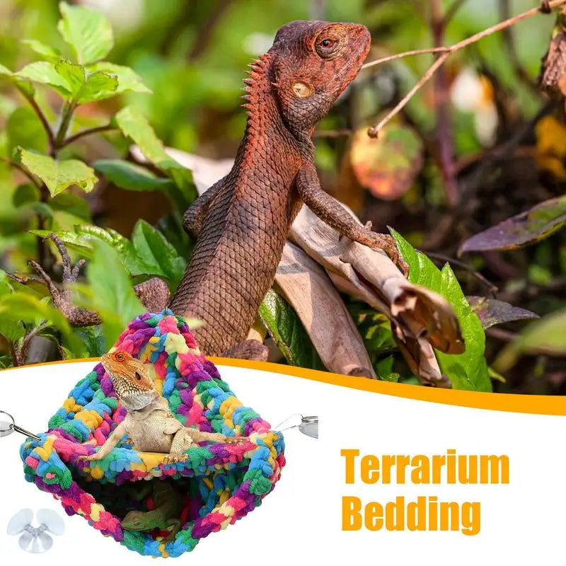 Double Layered Bearded Dragon Hammock Soft Hand-Woven Swing Bed Reptile Hammock For Lizards Chameleons Parrots Geckos